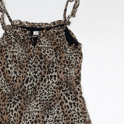 Honey Punch Womens Brown Animal Print Polyester Mini Size M Sweetheart Tie - Leopard Print