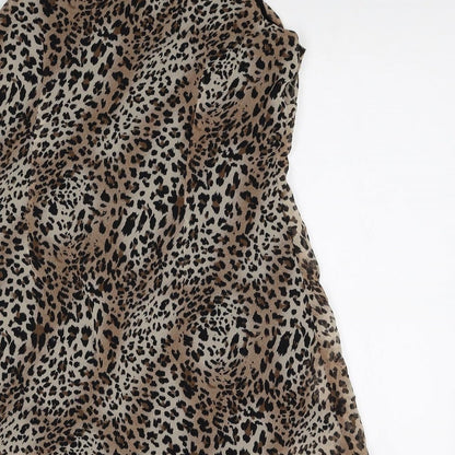 Honey Punch Womens Brown Animal Print Polyester Mini Size M Sweetheart Tie - Leopard Print
