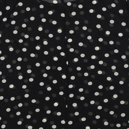Tea n Rose Womens Black Polka Dot Polyester Basic T-Shirt Size M Round Neck