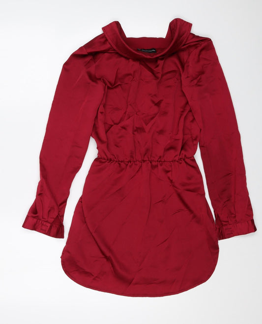 PRETTYLITTLETHING Womens Red Polyester Shirt Dress Size 6 Collared Pullover