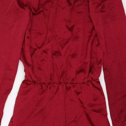 PRETTYLITTLETHING Womens Red Polyester Shirt Dress Size 6 Collared Pullover