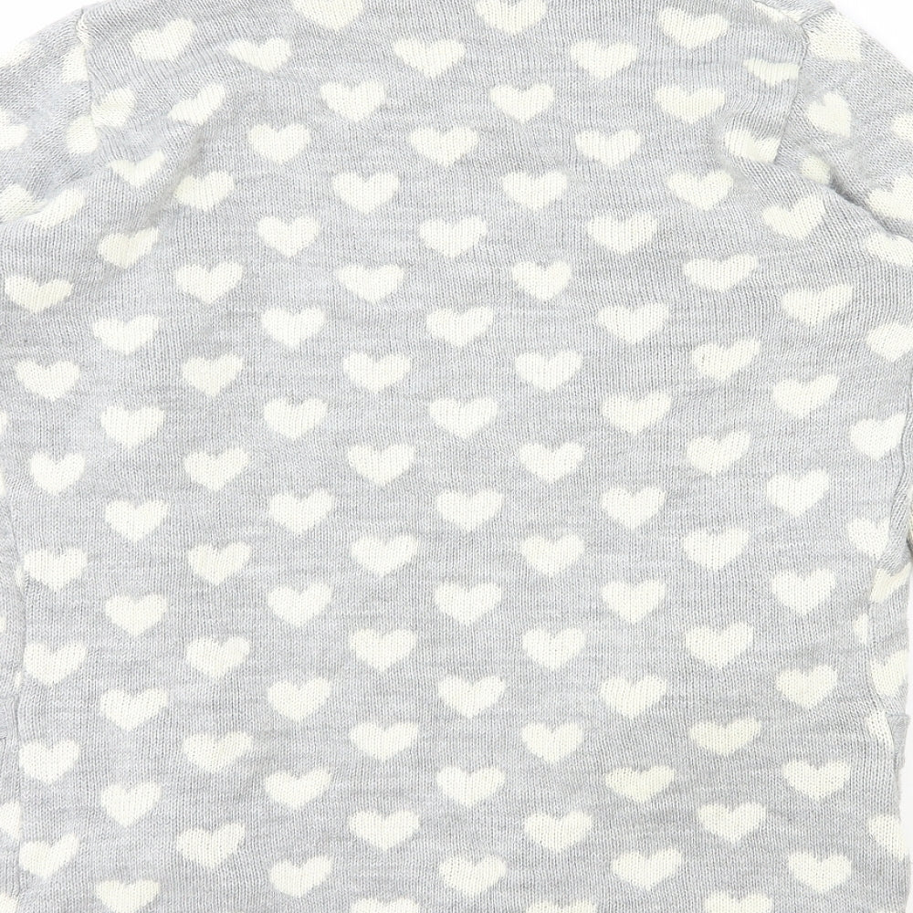 Club L Womens Grey V-Neck Geometric Acrylic Cardigan Jumper Size 12 - Love heart