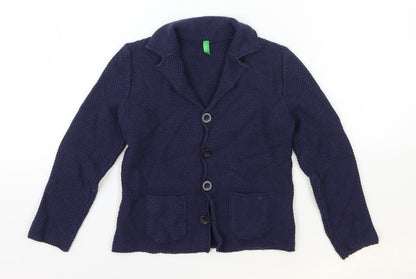 Preworn Girls Blue Jacket Blazer One Size Button