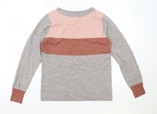 Cynthia Rowley Womens Grey Boat Neck Acrylic Pullover Jumper Size M - Colourblock