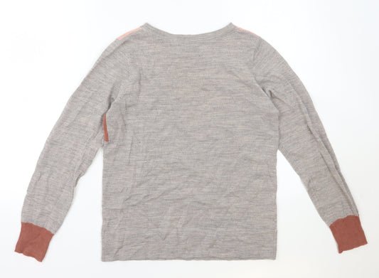 Cynthia Rowley Womens Grey Boat Neck Acrylic Pullover Jumper Size M - Colourblock