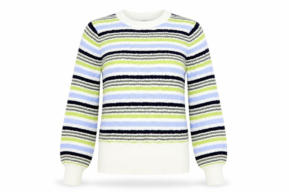 Marks and Spencer Womens Multicoloured Scoop Neck Striped Polyester Pullover Jumper Size S
