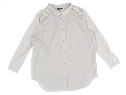 Womens UK Size M H&M Brown Basic Button-Up