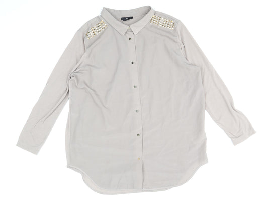 Womens UK Size M H&M Brown Basic Button-Up
