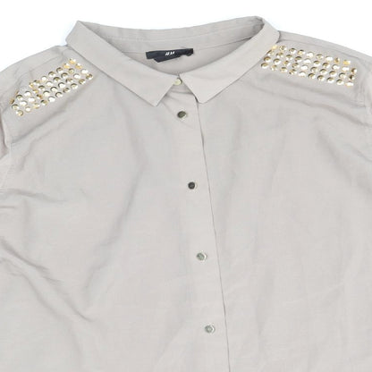 Womens UK Size M H&M Brown Basic Button-Up