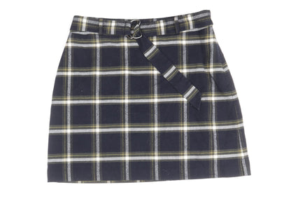 Oasis Womens Blue Plaid Polyester Mini Skirt Size 12 Zip