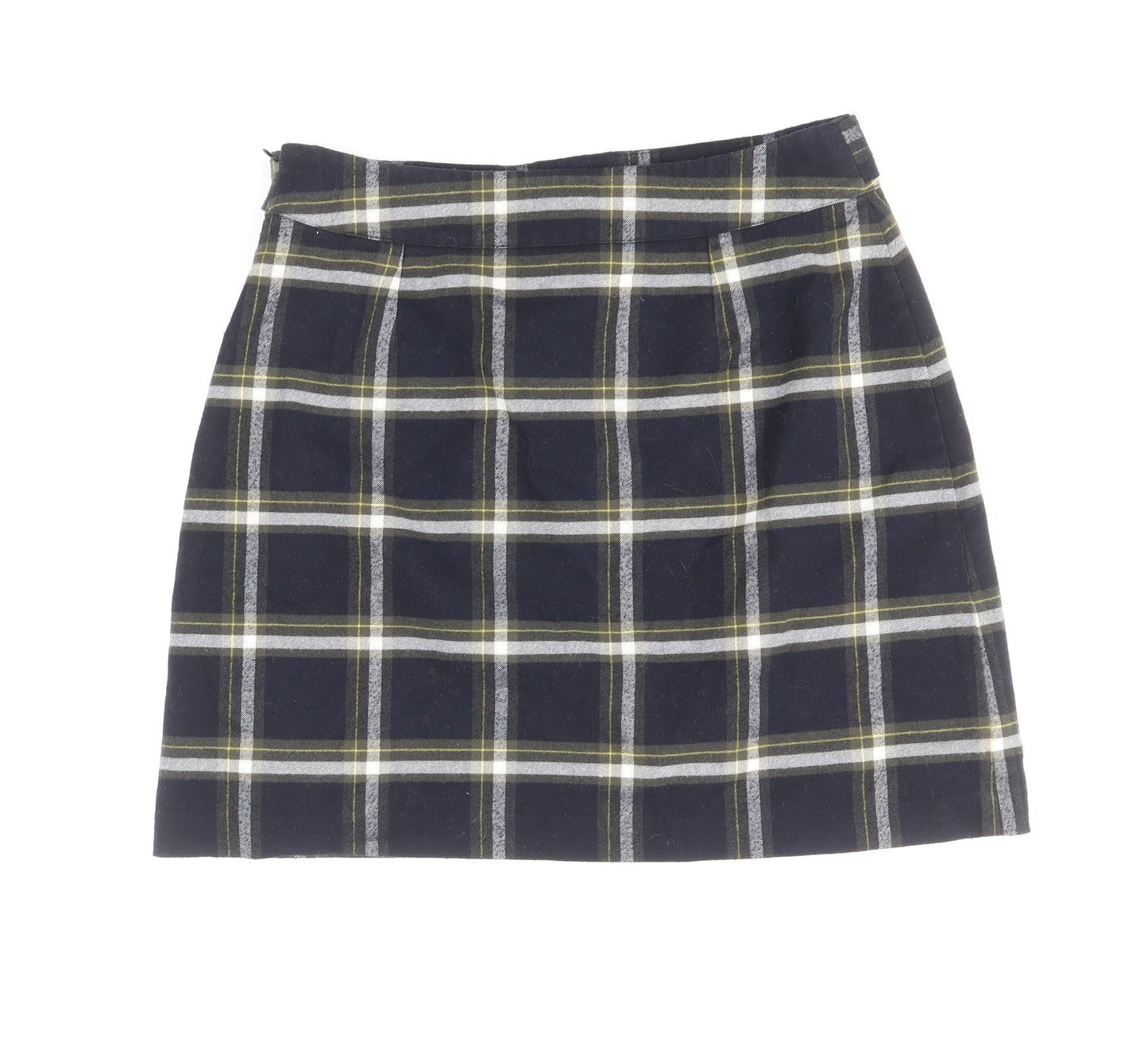 Oasis Womens Blue Plaid Polyester Mini Skirt Size 12 Zip