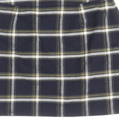 Oasis Womens Blue Plaid Polyester Mini Skirt Size 12 Zip
