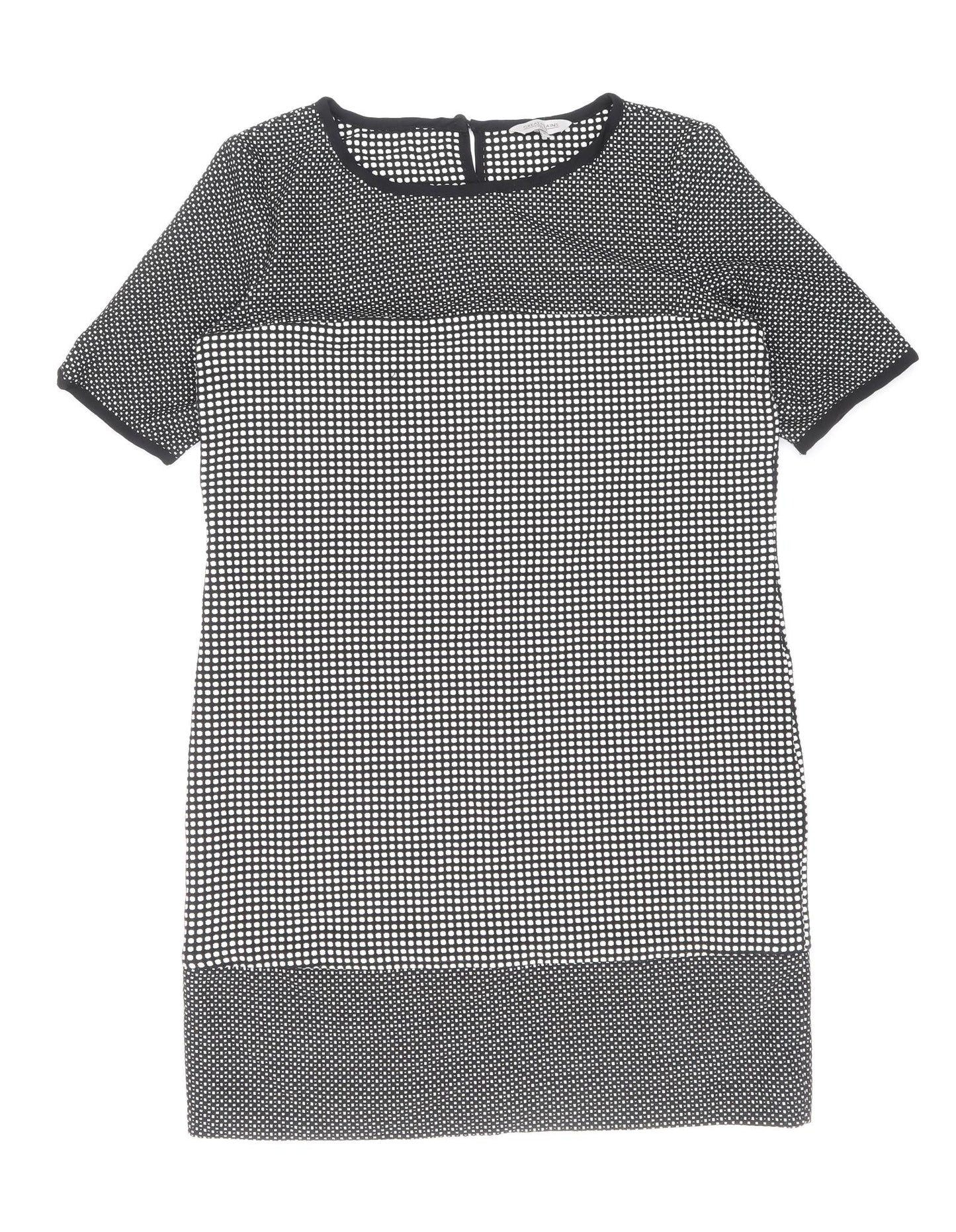 Great Plains London Womens Blue Geometric Polyester Shift Size M Boat Neck Zip