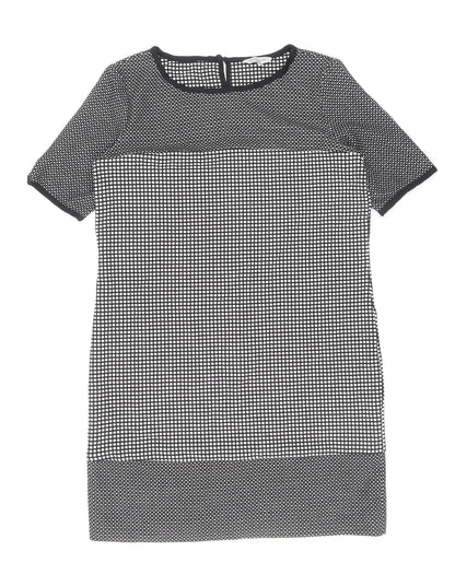 Great Plains London Womens Blue Geometric Polyester Shift Size M Boat Neck Zip