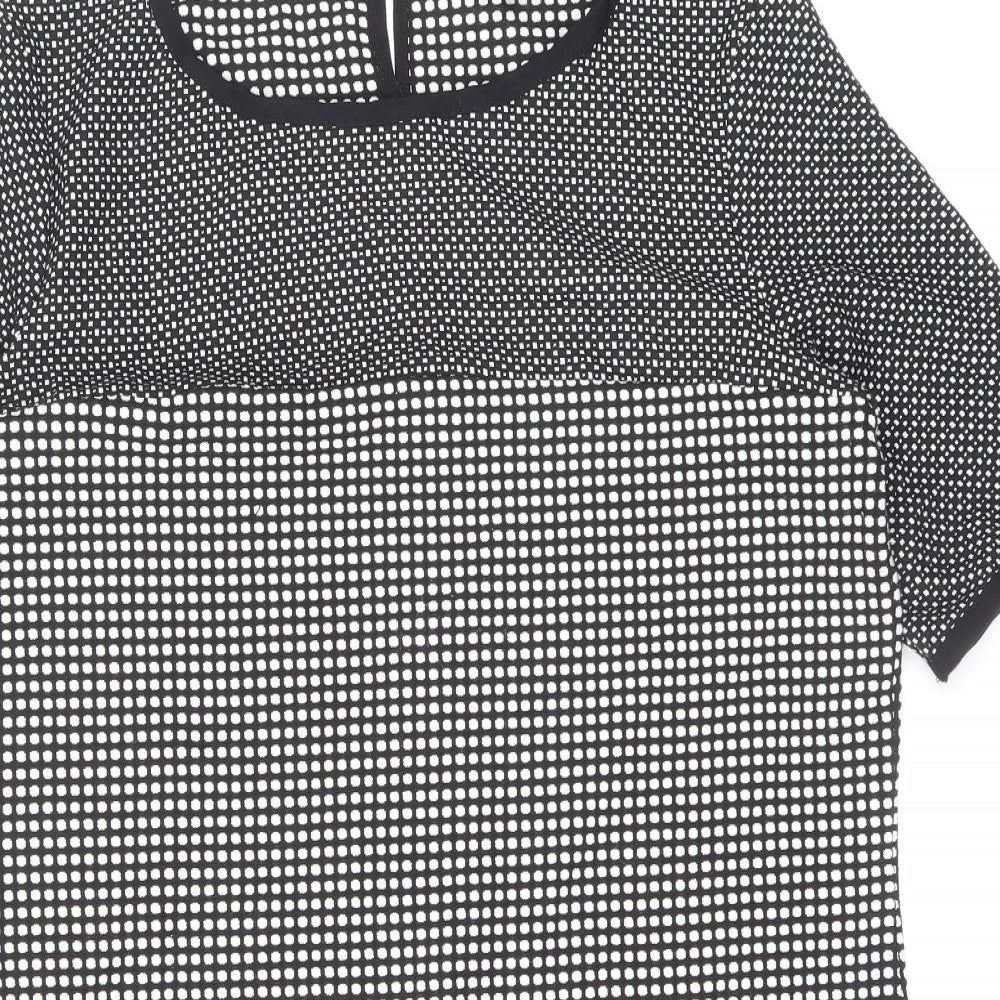 Great Plains London Womens Blue Geometric Polyester Shift Size M Boat Neck Zip