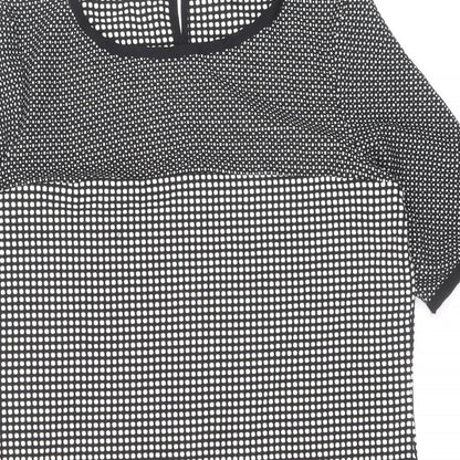 Great Plains London Womens Blue Geometric Polyester Shift Size M Boat Neck Zip