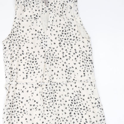 H&M Womens Ivory Floral Polyester Shift Size 8 V-Neck Pullover