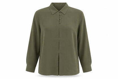 Boggi Milano Womens Green Polyester Basic Blouse Size 14 V-Neck