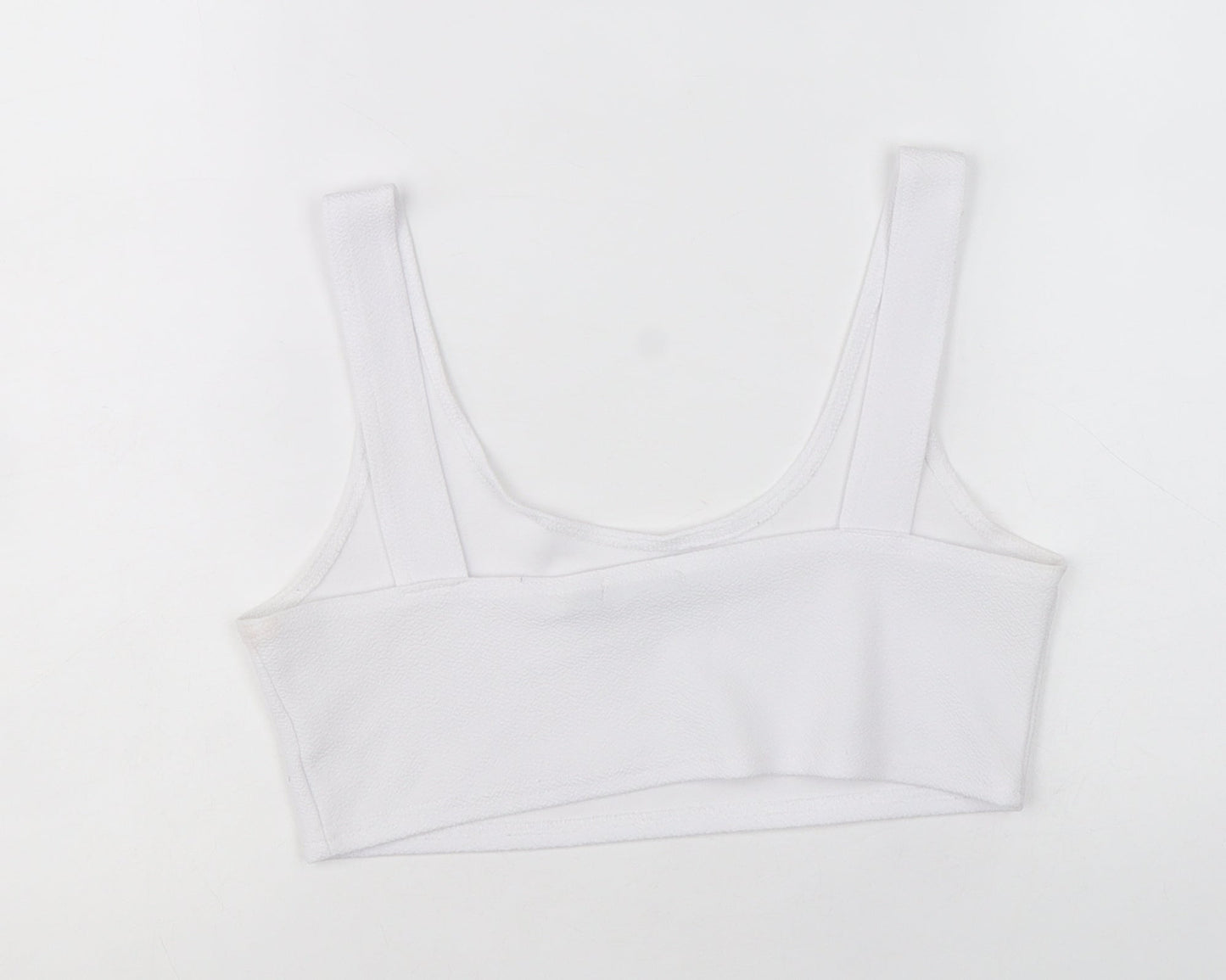 Boohoo Womens White Polyester Cropped Tank Size 12 Scoop Neck