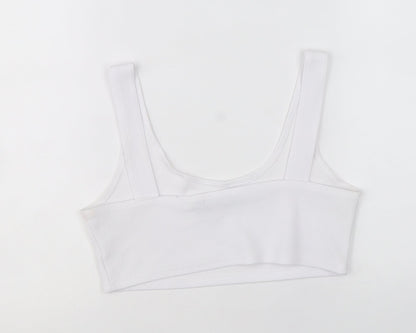 Boohoo Womens White Polyester Cropped Tank Size 12 Scoop Neck