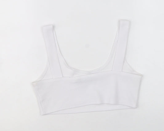 Boohoo Womens White Polyester Cropped Tank Size 12 Scoop Neck
