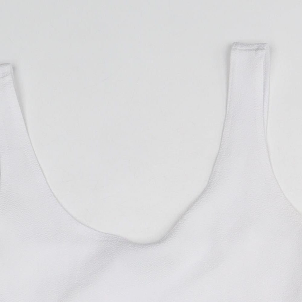Boohoo Womens White Polyester Cropped Tank Size 12 Scoop Neck