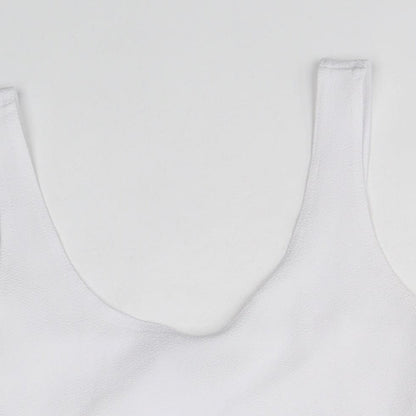 Boohoo Womens White Polyester Cropped Tank Size 12 Scoop Neck