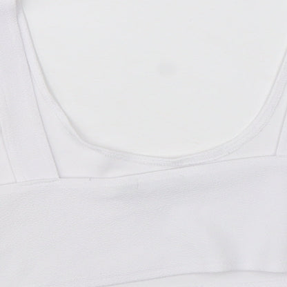 Boohoo Womens White Polyester Cropped Tank Size 12 Scoop Neck