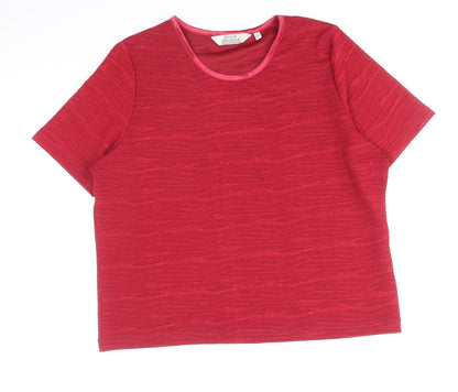 EWM Womens Red Polyester Basic T-Shirt Size 14 Scoop Neck - Size 14-16