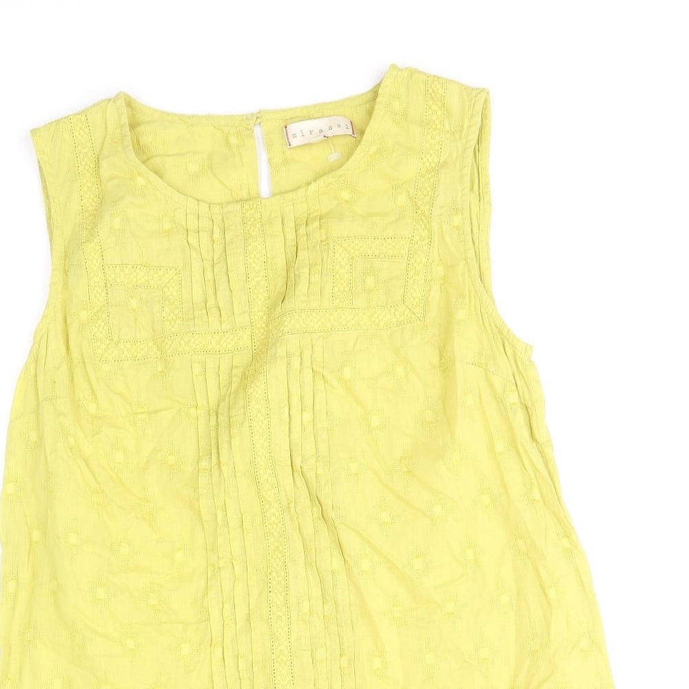 Mirasol Womens Green 100% Cotton Basic Tank Size 10 Scoop Neck