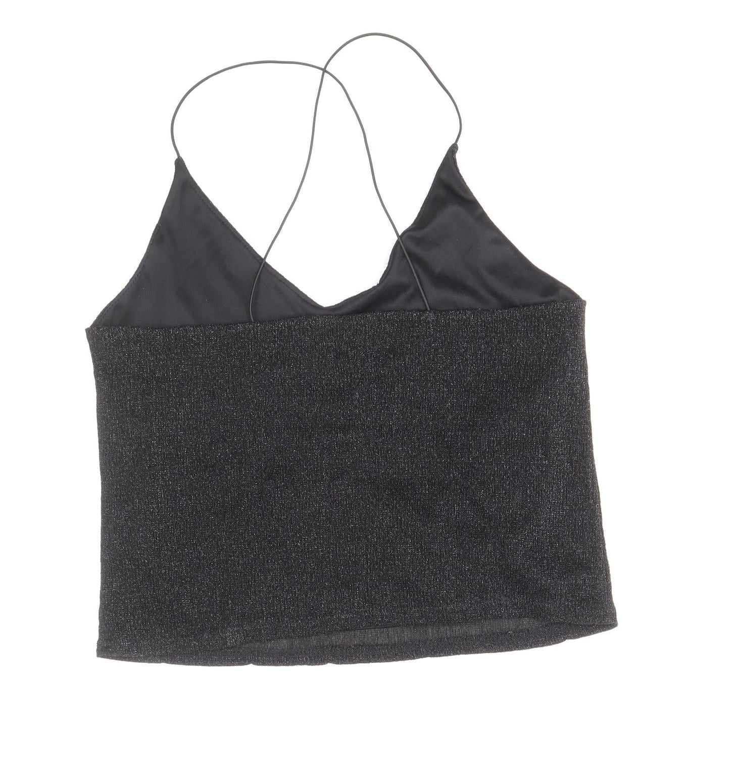 Womens UK Size M Sparkle & Fade Black Camisole Blouse