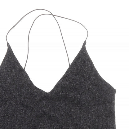 Womens UK Size M Sparkle & Fade Black Camisole Blouse