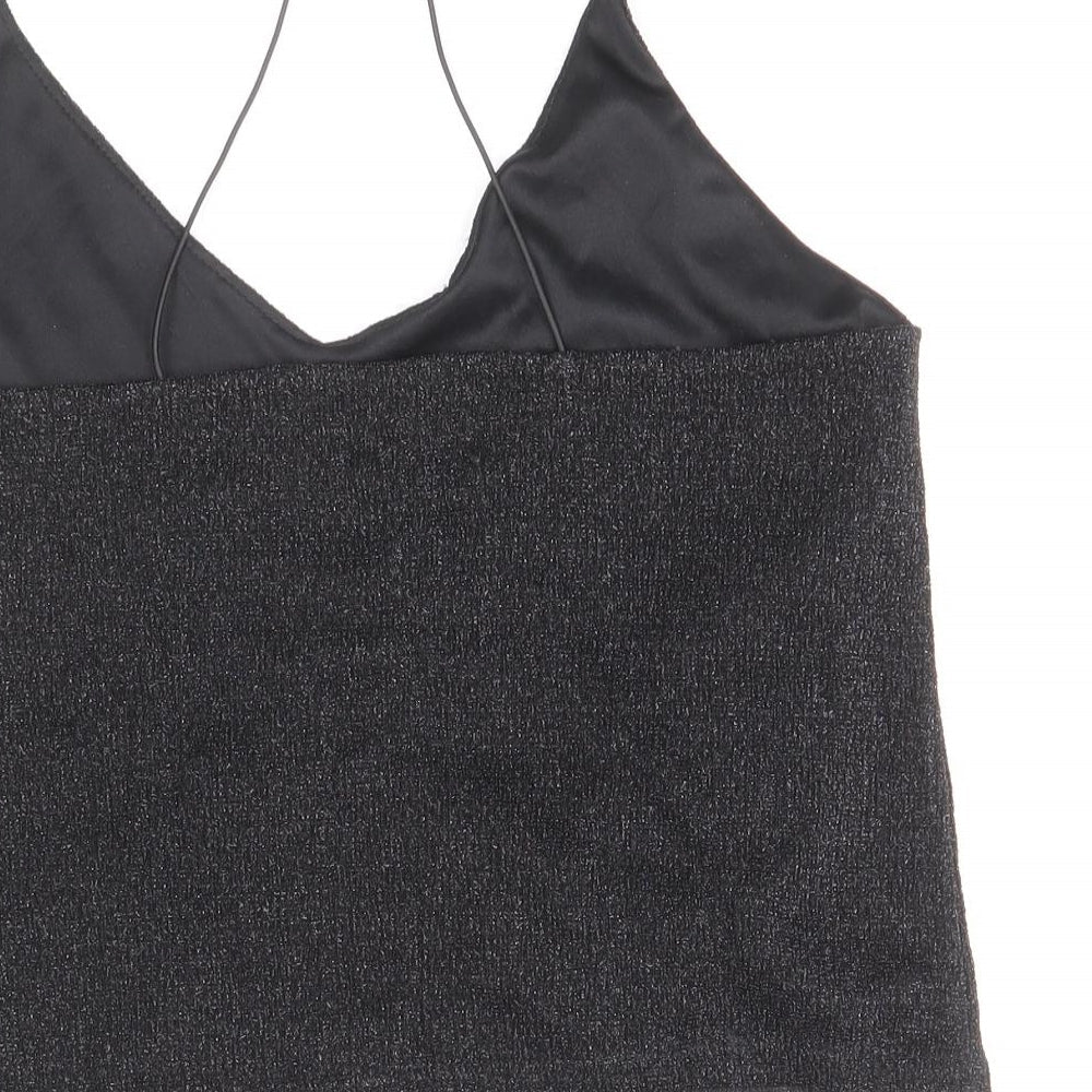 Womens UK Size M Sparkle & Fade Black Camisole Blouse