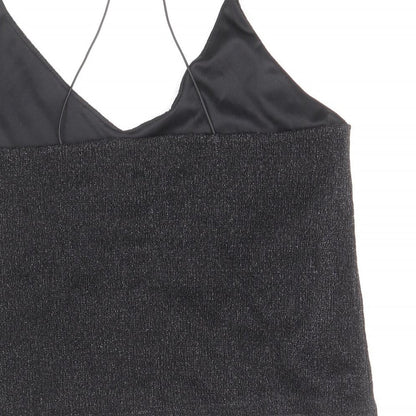 Womens UK Size M Sparkle & Fade Black Camisole Blouse