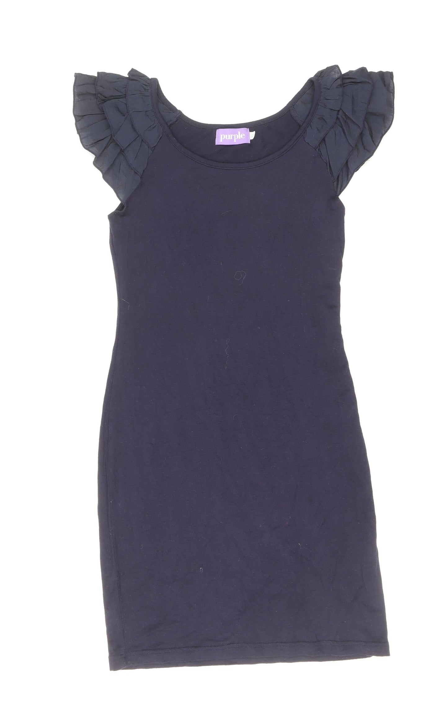 Purple Womens Black Viscose Bodycon Size M Scoop Neck Pullover