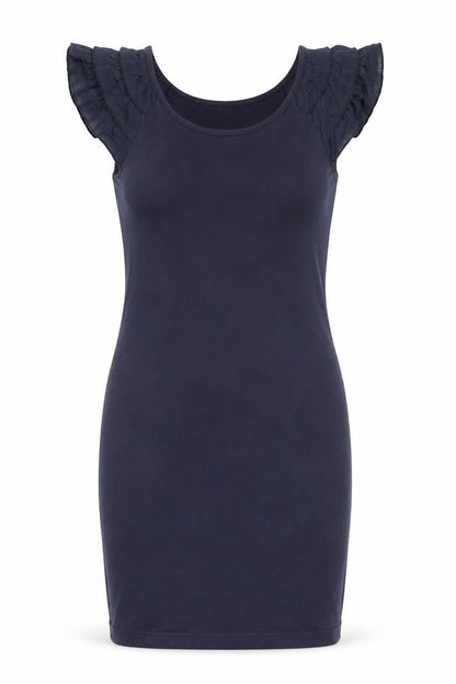 Purple Womens Black Viscose Bodycon Size M Scoop Neck Pullover