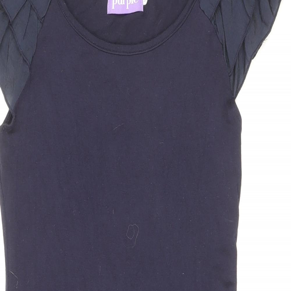 Purple Womens Black Viscose Bodycon Size M Scoop Neck Pullover