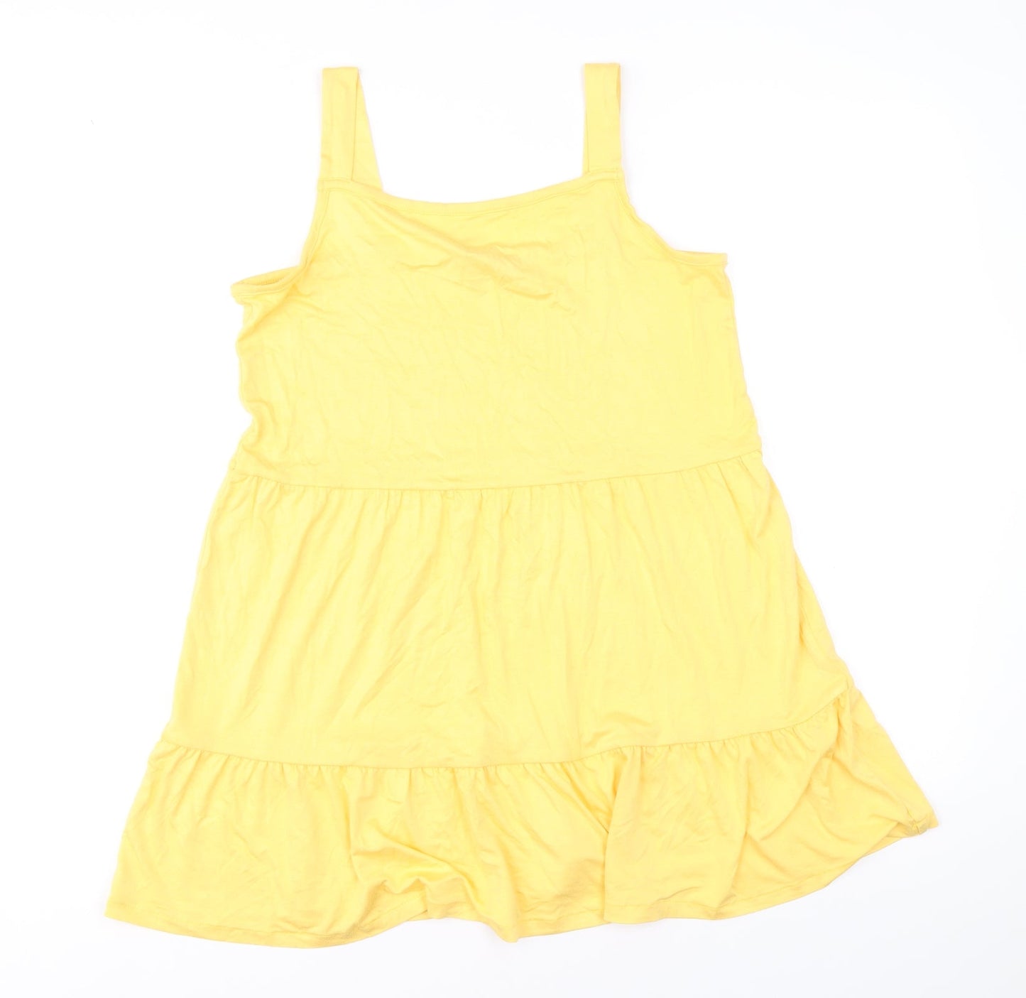 F&F Womens Yellow Viscose Fit & Flare Size 8 Square Neck Pullover