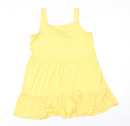 F&F Womens Yellow Viscose Fit & Flare Size 8 Square Neck Pullover