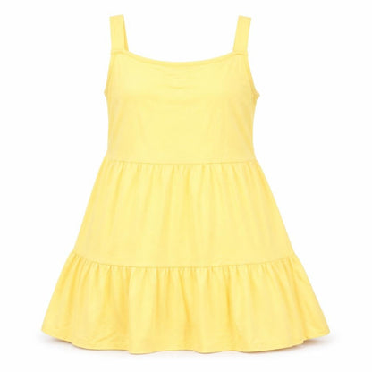 F&F Womens Yellow Viscose Fit & Flare Size 8 Square Neck Pullover