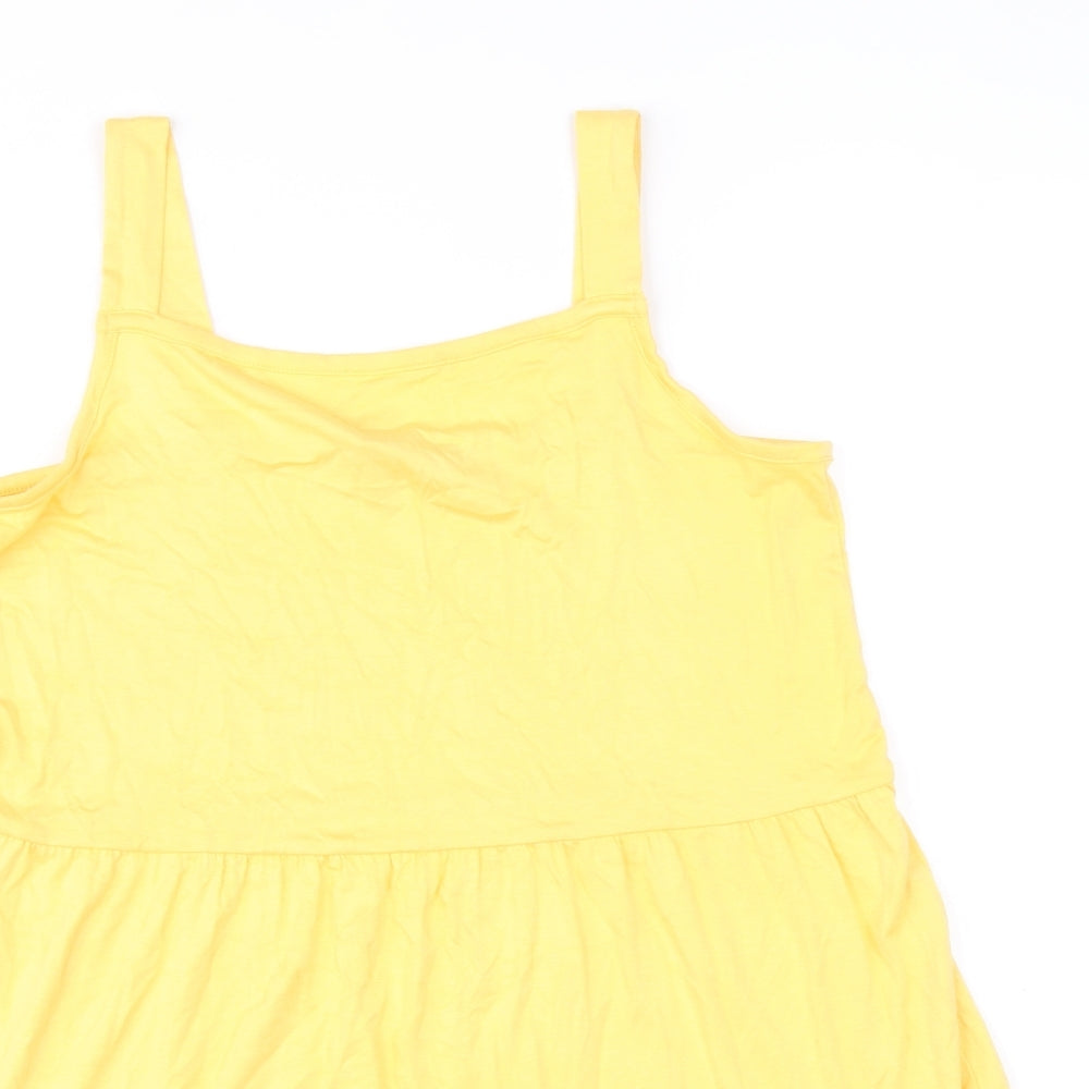 F&F Womens Yellow Viscose Fit & Flare Size 8 Square Neck Pullover