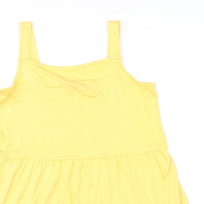 F&F Womens Yellow Viscose Fit & Flare Size 8 Square Neck Pullover