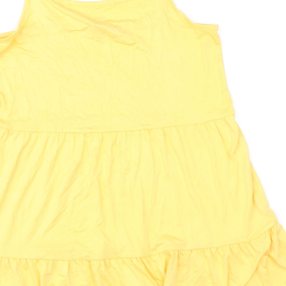 F&F Womens Yellow Viscose Fit & Flare Size 8 Square Neck Pullover