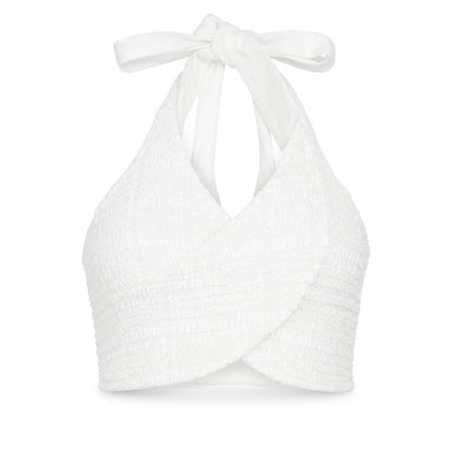 Nakd Womens White Polyester Cropped Tank Size 10 Halter