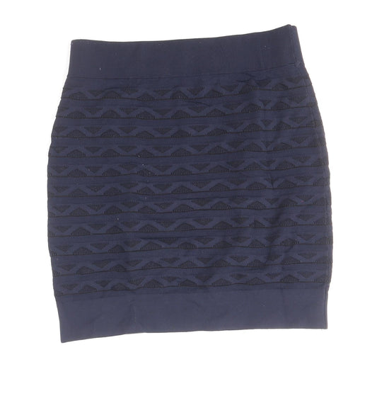 French Connection Womens Blue Geometric Viscose Mini Skirt Size 10