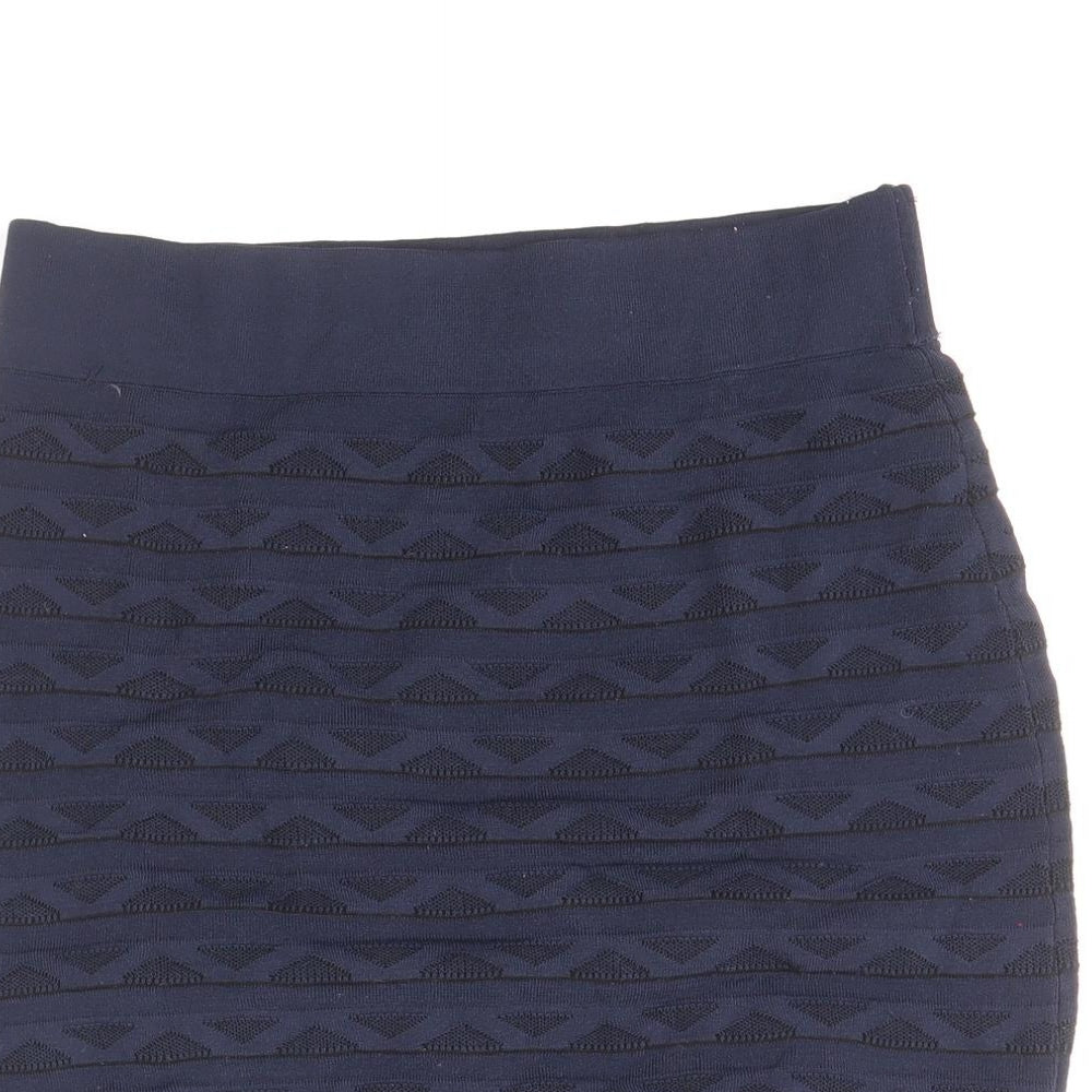French Connection Womens Blue Geometric Viscose Mini Skirt Size 10