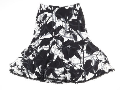 Preworn Womens Black Geometric Viscose A-Line Skirt Size 10 Zip