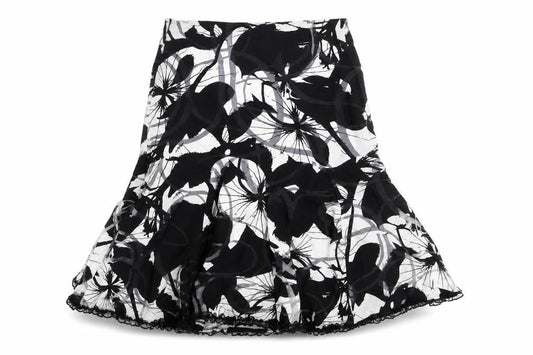 Preworn Womens Black Geometric Viscose A-Line Skirt Size 10 Zip