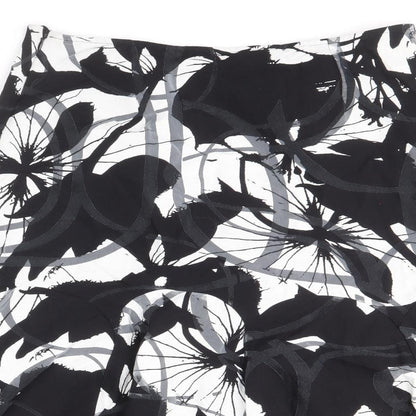 Preworn Womens Black Geometric Viscose A-Line Skirt Size 10 Zip