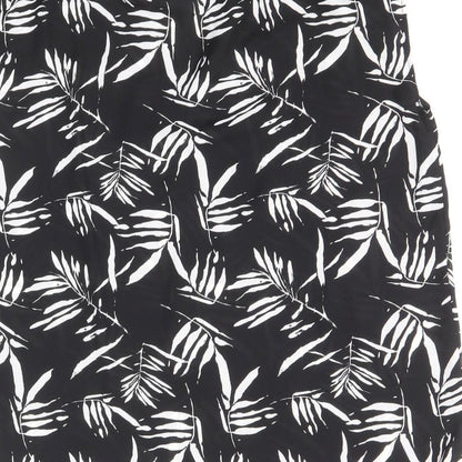 TU Womens Black Geometric Polyester Basic Blouse Size 10 V-Neck